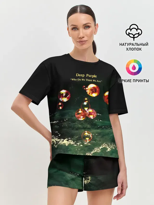 Женская пижама с шортами с принтом «Deep Purple — Who Do We Think We Are - Deep Purple»