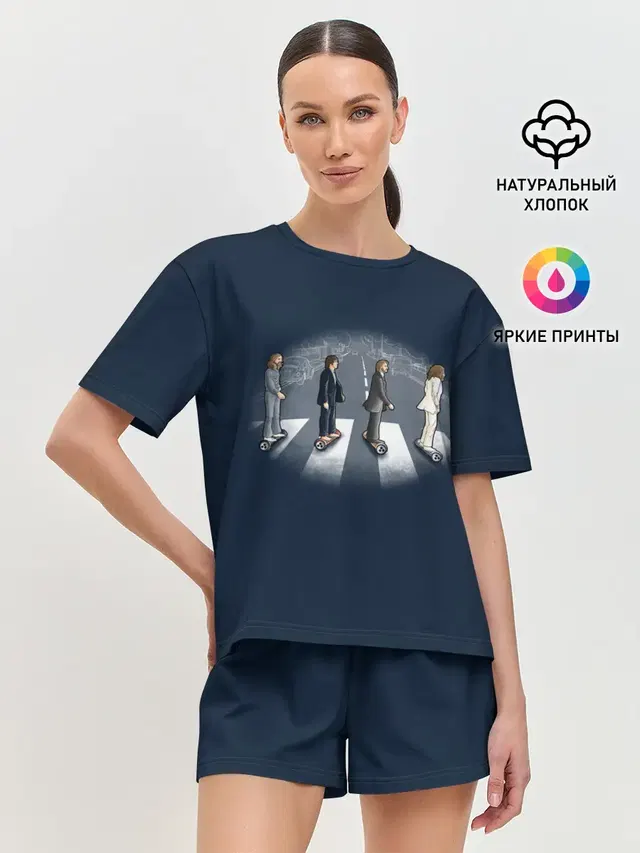 Женская пижама с шортами с принтом «The Beatles — Битлы на переходе»