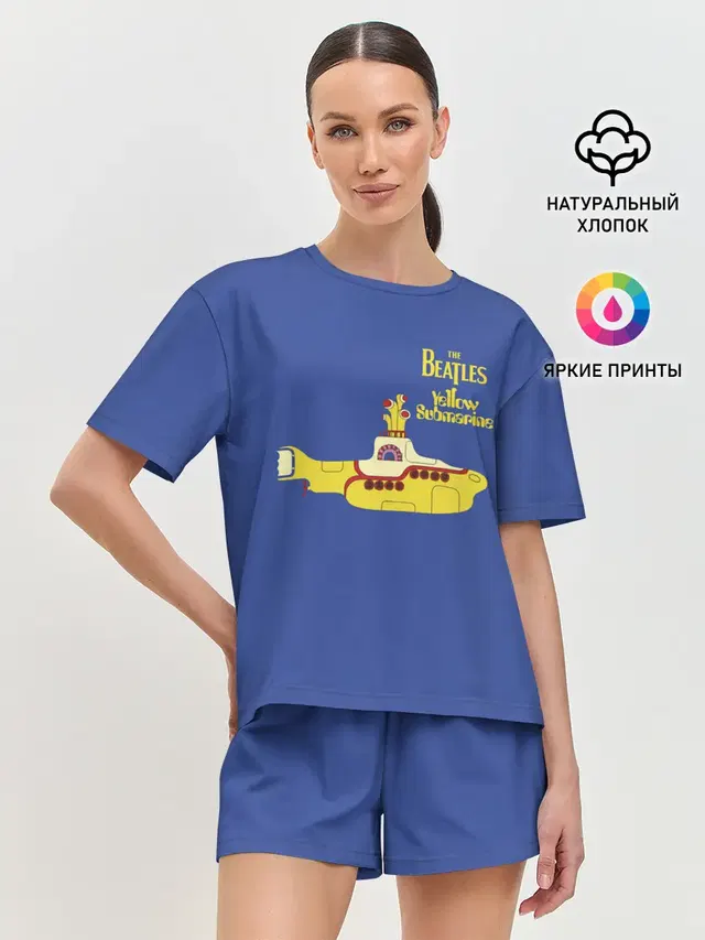 Женская пижама с шортами с принтом «The Beatles — Субмарина Битлов»