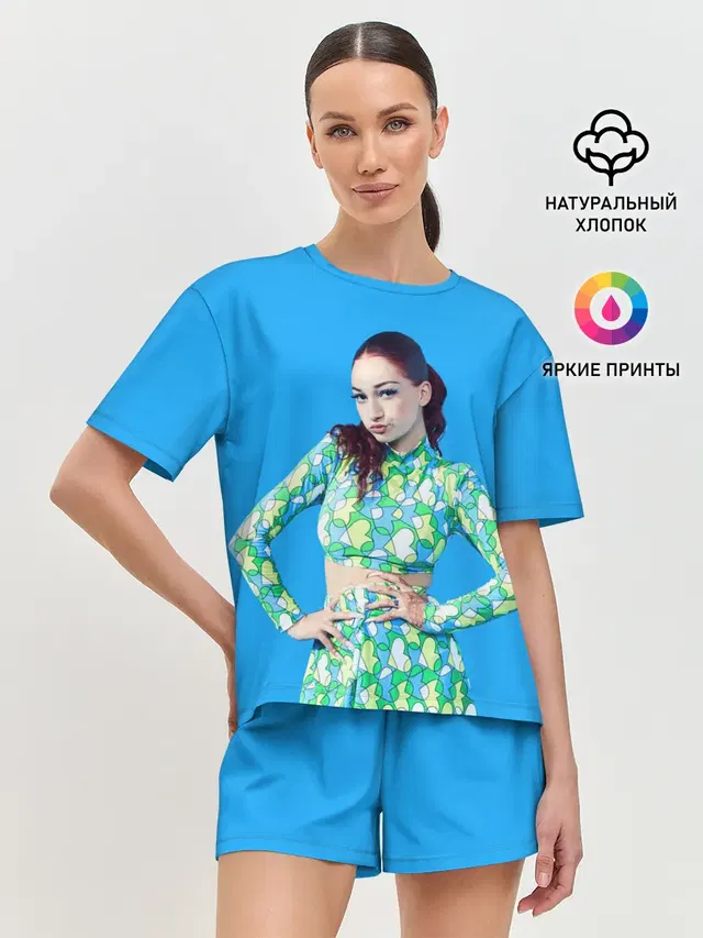 Женская пижама с шортами с принтом «Bhad Bhabie — Bhad babie blue»