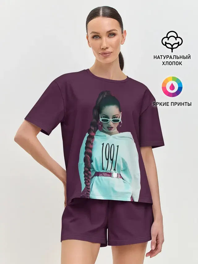 Женская пижама с шортами с принтом «Bhad Bhabie — Стильная Даниэлла»