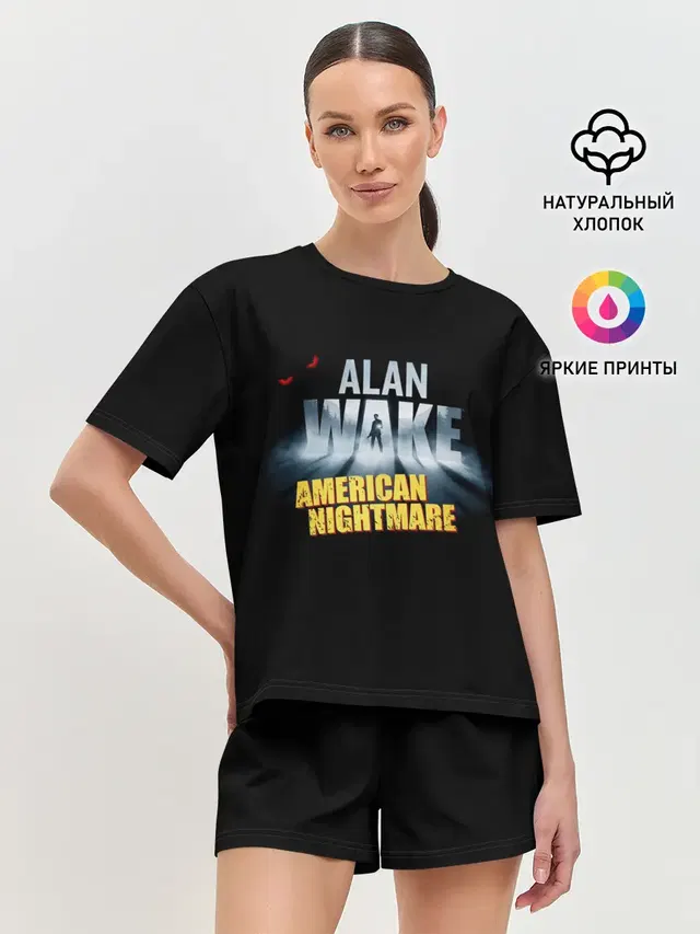 Женская пижама с шортами с принтом «Alan Wake триллер»