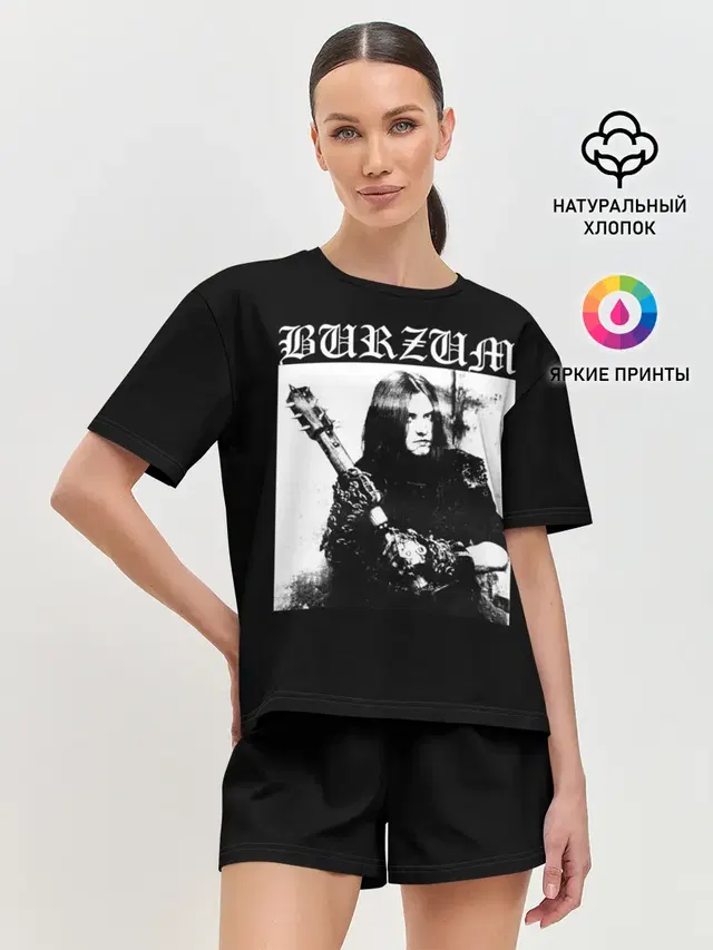 Женская пижама с шортами с принтом «Металл — BURZUM — Бурзум»