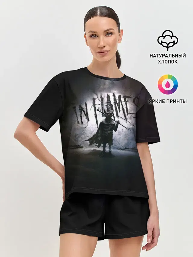 Женская пижама с шортами с принтом «In Flames — I, the Mask - In Flames»