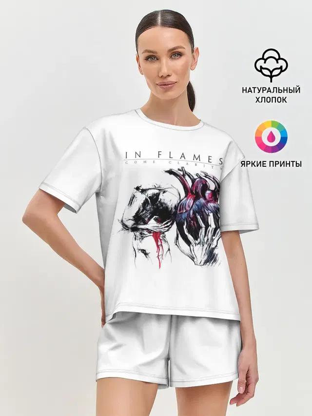 Женская пижама с шортами с принтом «In Flames — Come Clarity - In Flames»