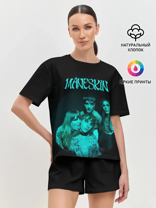 Женская пижама с шортами с принтом «Maneskin — Maneskin. Fisheye Faces»
