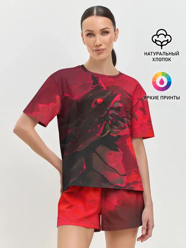 Женская пижама с шортами с принтом «Евангелион — Evangelion — Eva 01»
