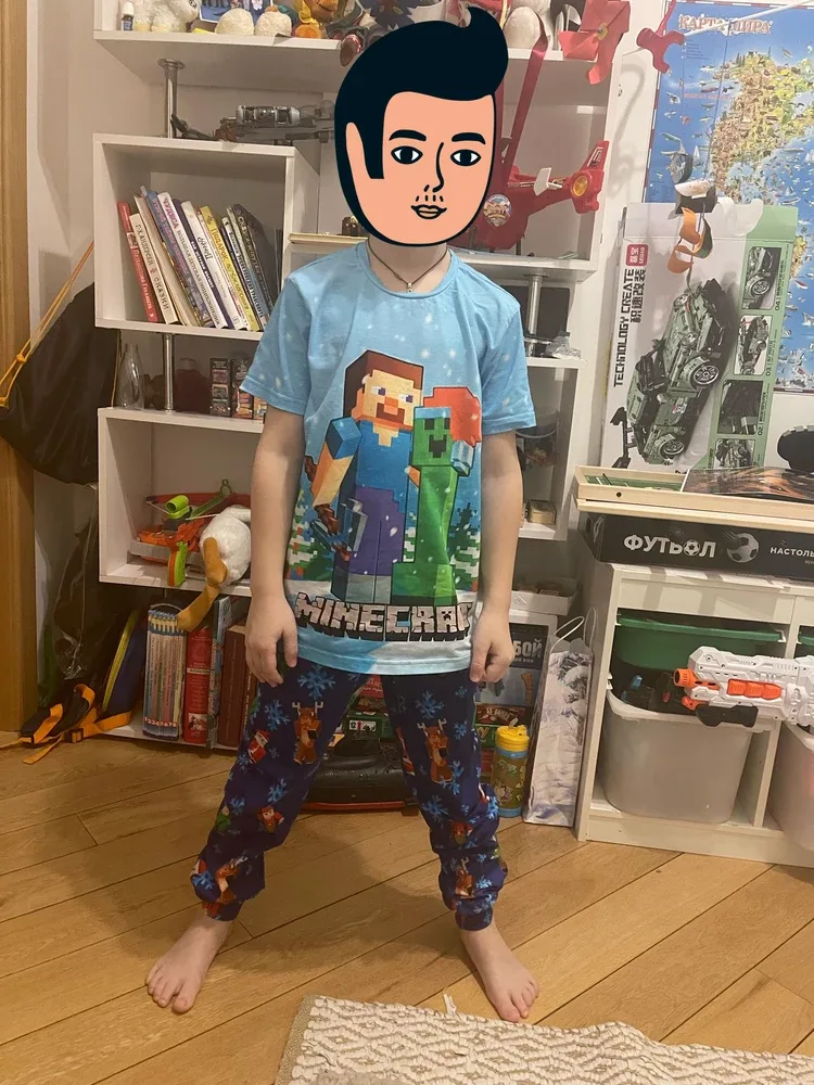 Фото-отзыв покупателя — Детская пижама с брюками с принтом «S001 Minecraft NYBlue», Lacotton