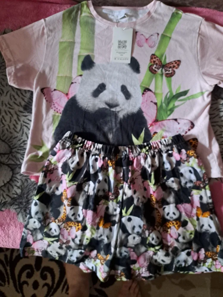 Фото-отзыв покупателя — Пижама для девочки с шортами с принтом «Panda Light Pink», Lacotton