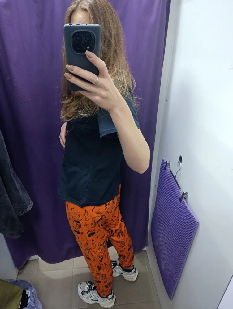 Фото-отзыв покупателя — Женская пижама с брюками с принтом «S001 Hallween Orange Black», Lacotton