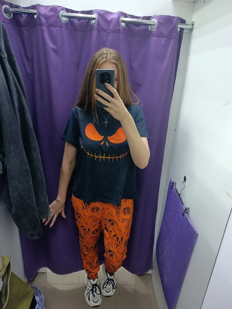 Фото-отзыв покупателя — Женская пижама с брюками с принтом «S001 Hallween Orange Black», Lacotton