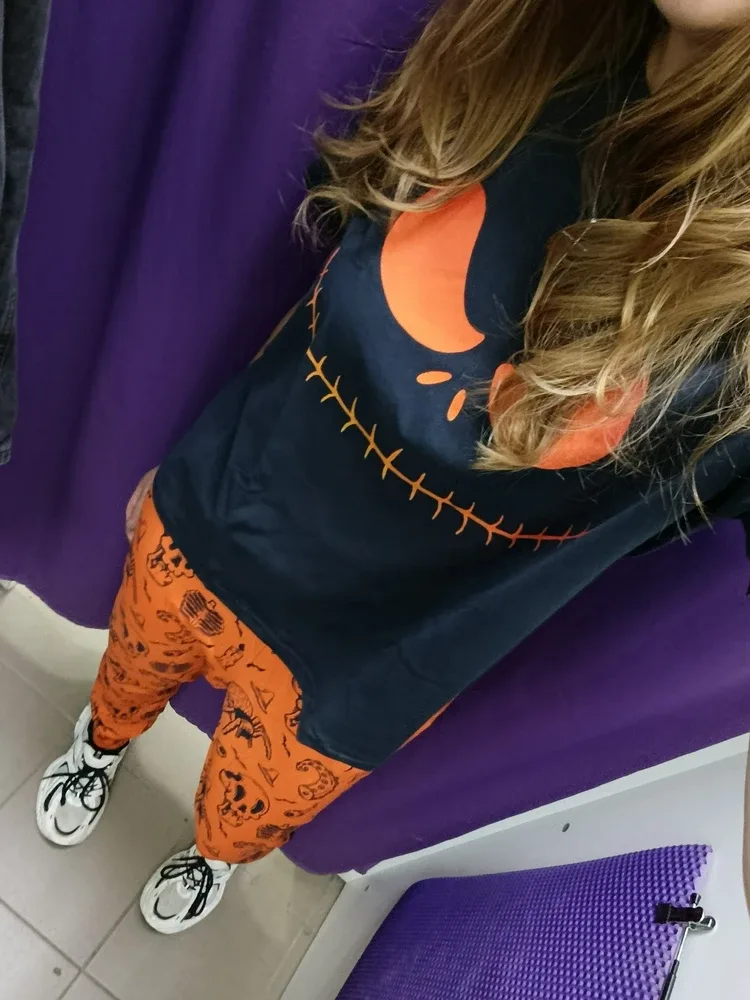 Фото-отзыв покупателя — Женская пижама с брюками с принтом «S001 Hallween Orange Black», Lacotton